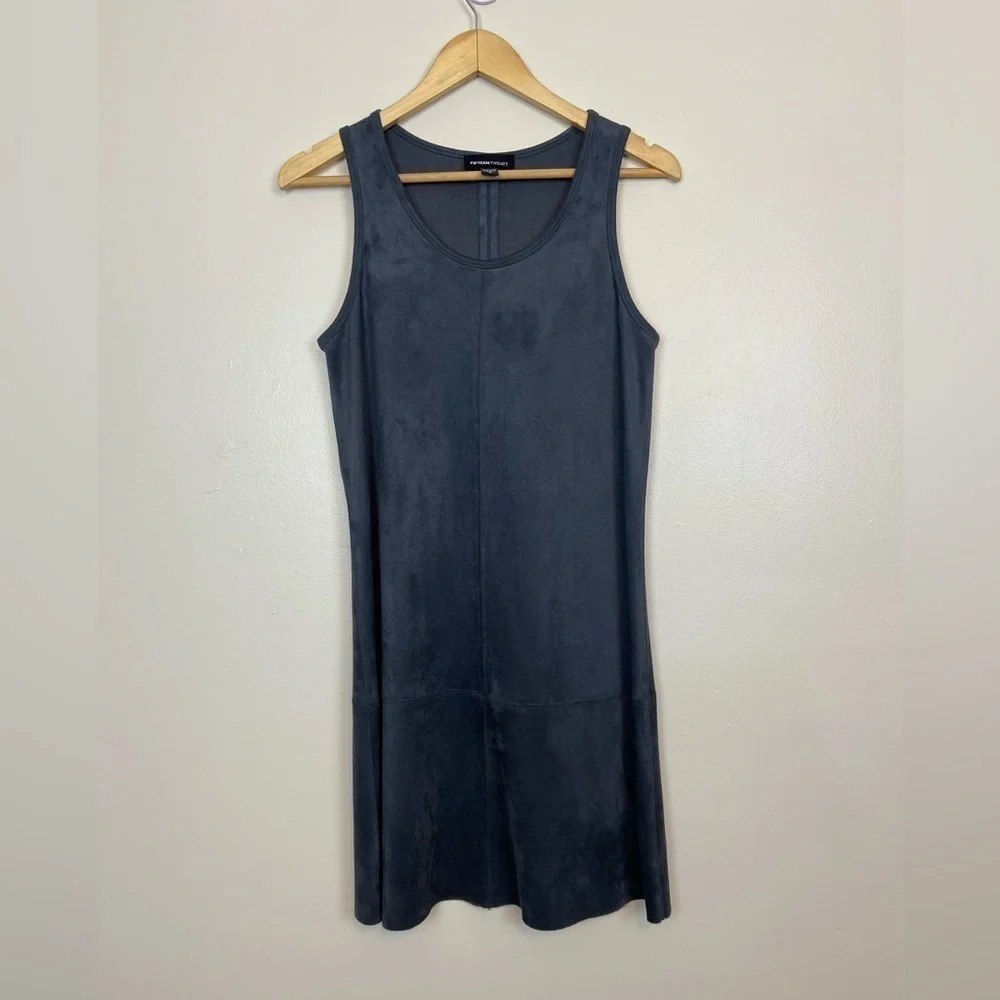 FIFTEEN TWENTY GRAY FAUX SUEDE MINI TANK DRESS